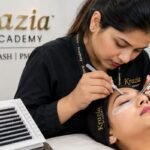 Eyelash extension course near me - live training session at Krazia Academy Noida Sector-18